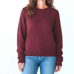 H&M Women's Red Black Speckled Crew Neck Long Sleeve Sweater Medium Casual Knit